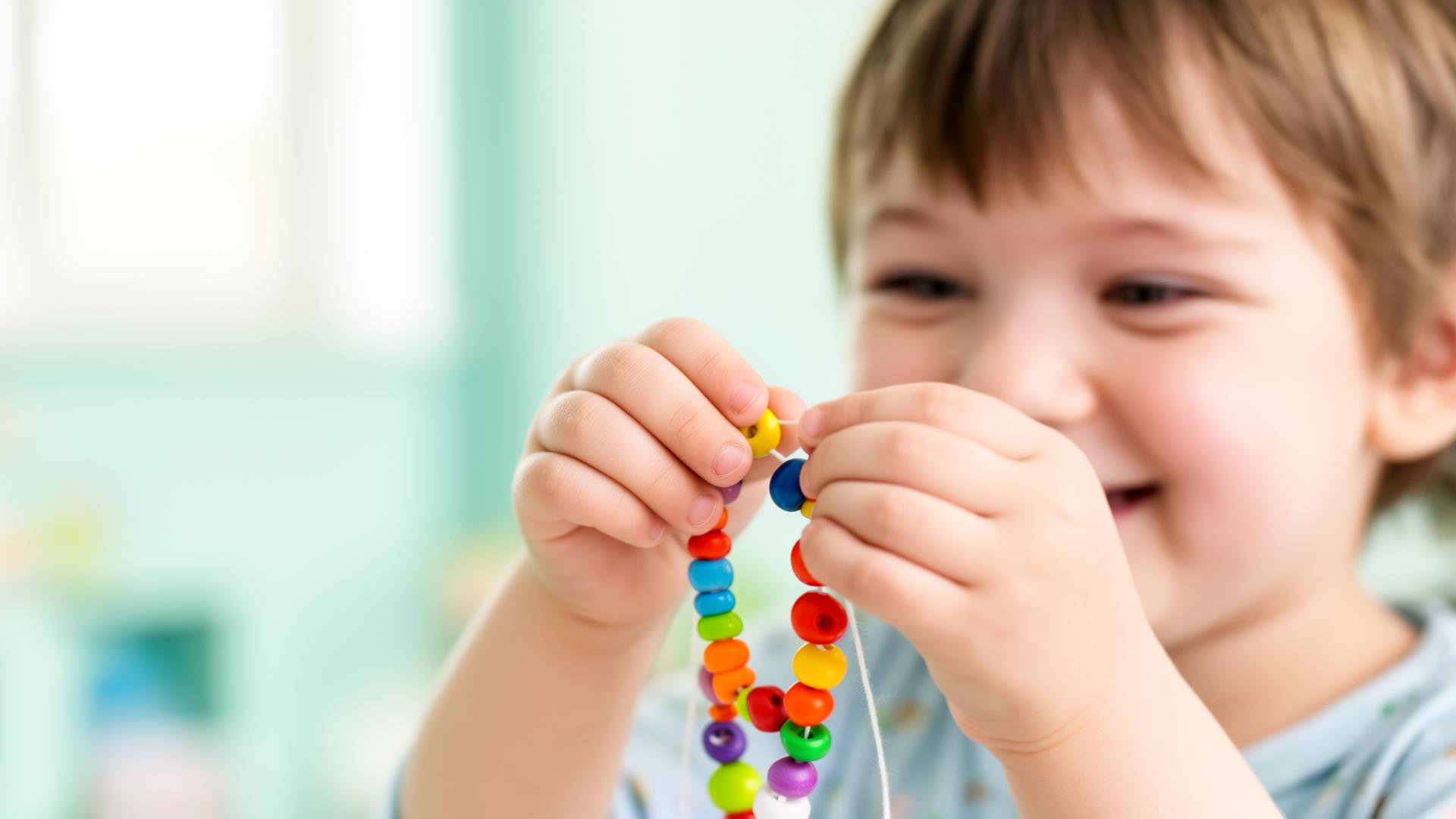 Child practicing fine motor skills with pediatric occupational therapist