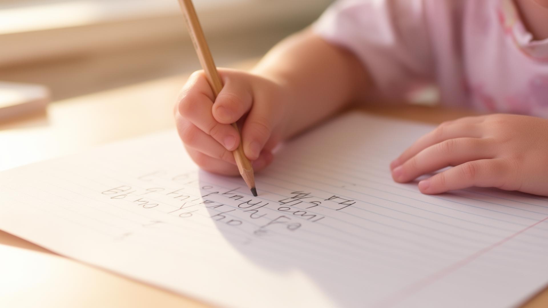 Child practicing handwriting with pediatric occupational therapist
