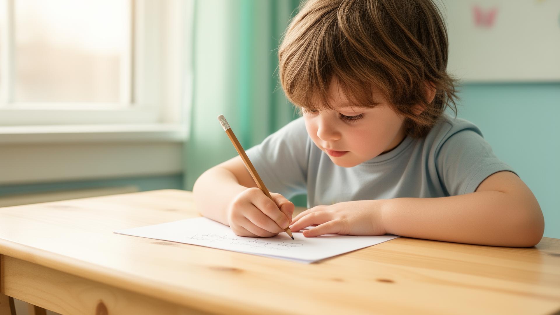 Child practicing handwriting with a pediatric occupational therapist in San Diego
