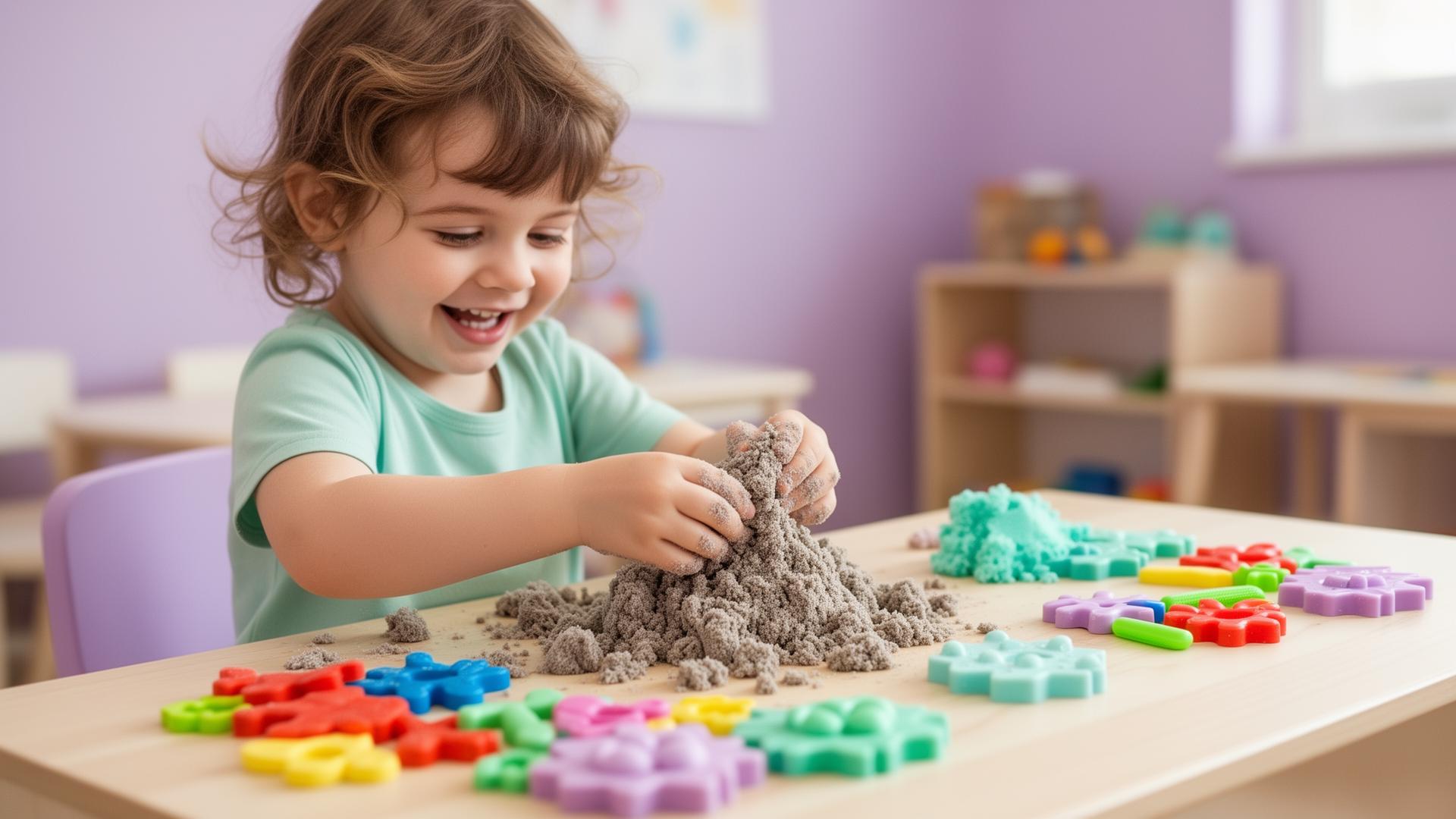 Child practicing sensory processing with pediatric occupational therapist